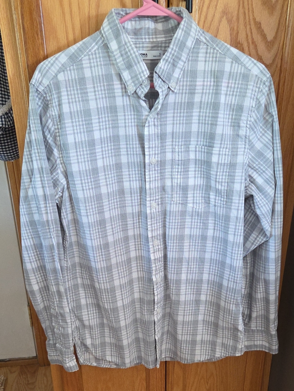Men's Light Gray Plaid Button-Down Shirt by Sonoma